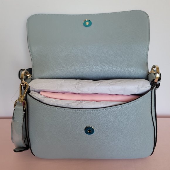 KATE SPADE Hudson Medium Pebbled Leather Flap Convertible Shoulder Bag- Ocean B⭐ - Picture 12 of 16